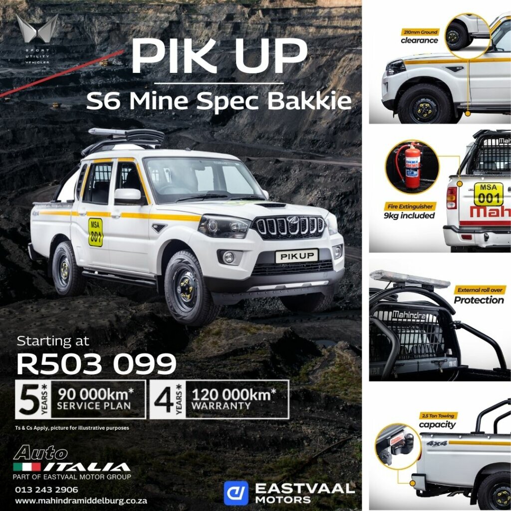 The Ready for the mine bakkie – Mahindra S6 Mine Spec image from Eastvaal Motors