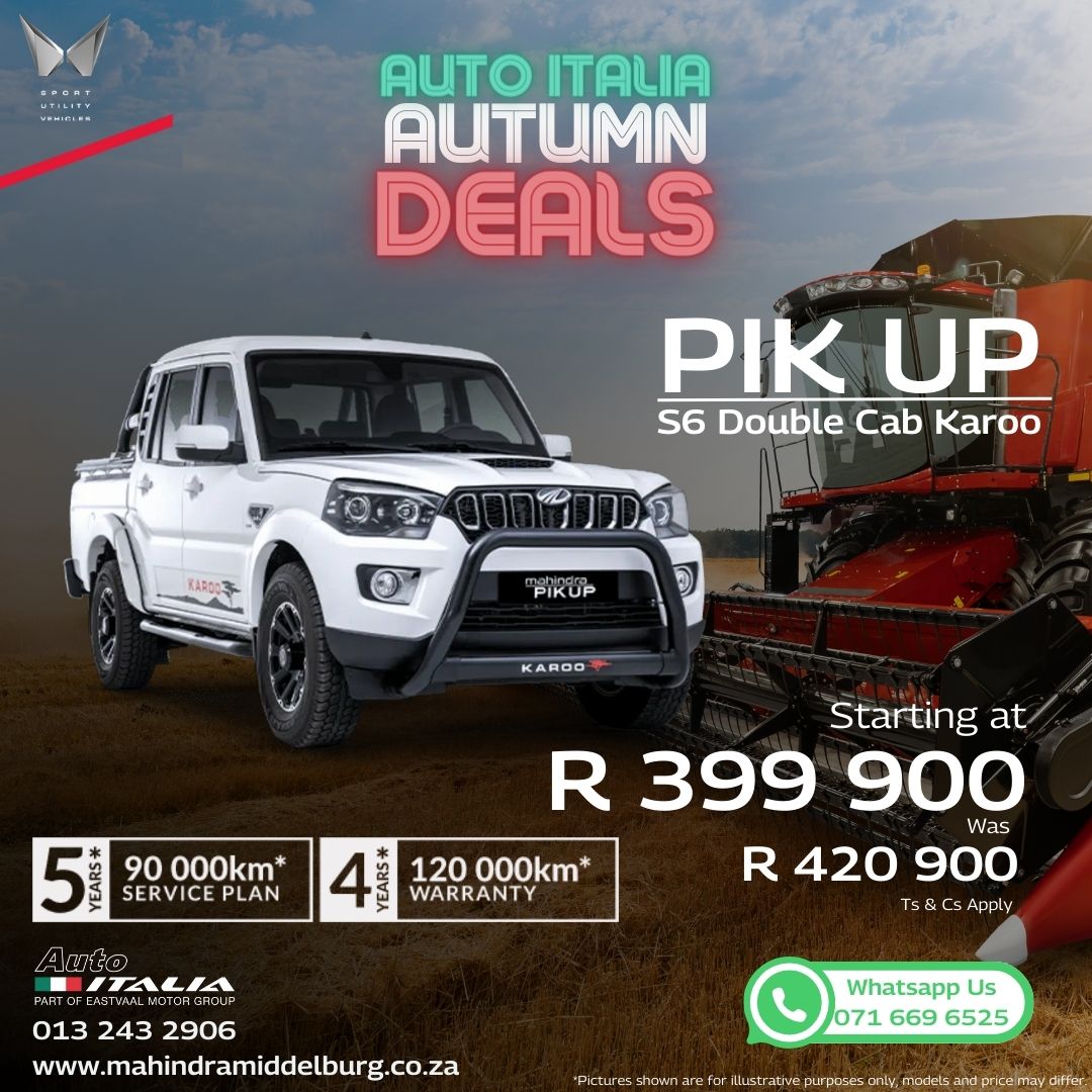 Get a Bakkie for the farm,  Mahindra S6 Double Cab Karoo from R399 900 image from 