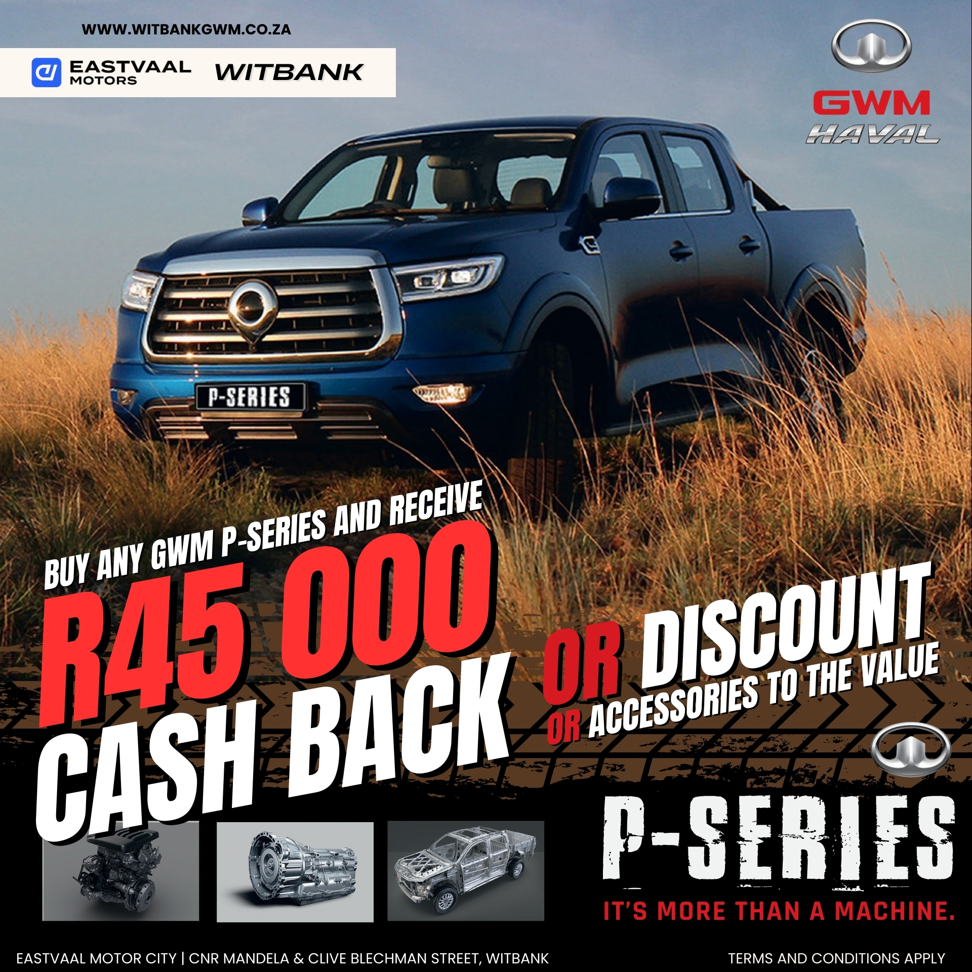 Buy Any GWM P-Series This April image from Eastvaal Motors