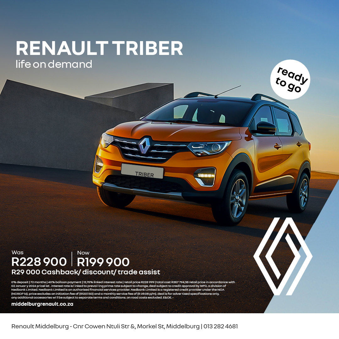 Renault Triber. Life on demand. image from Eastvaal Motors