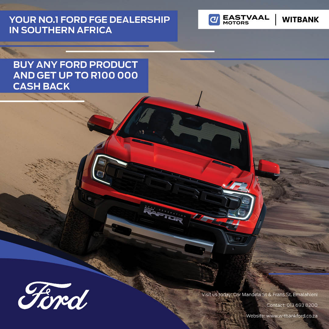 Buy any FORD and get up to R100 000 CASHBACK image from Eastvaal Motors