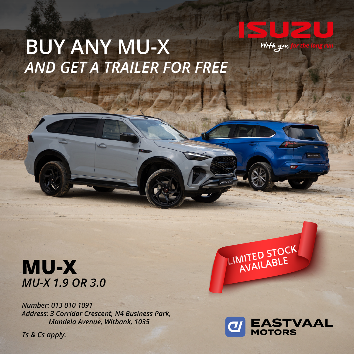 BUY ANY MU-X AND GET A TRAILER FOR FREE image from Eastvaal Motors