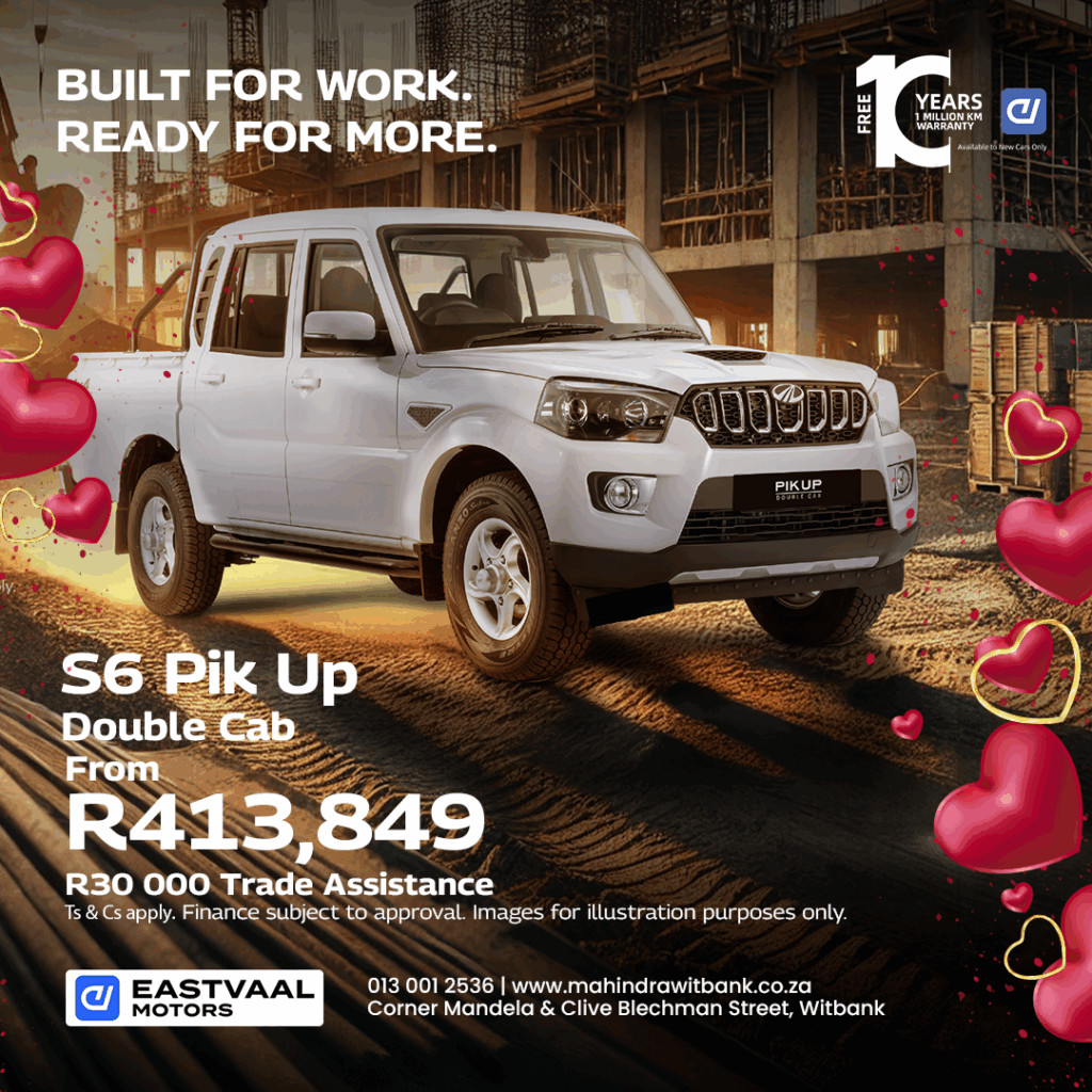 built for work. ready for more.  Mahindra S6 pik up from Eastvaal Motors