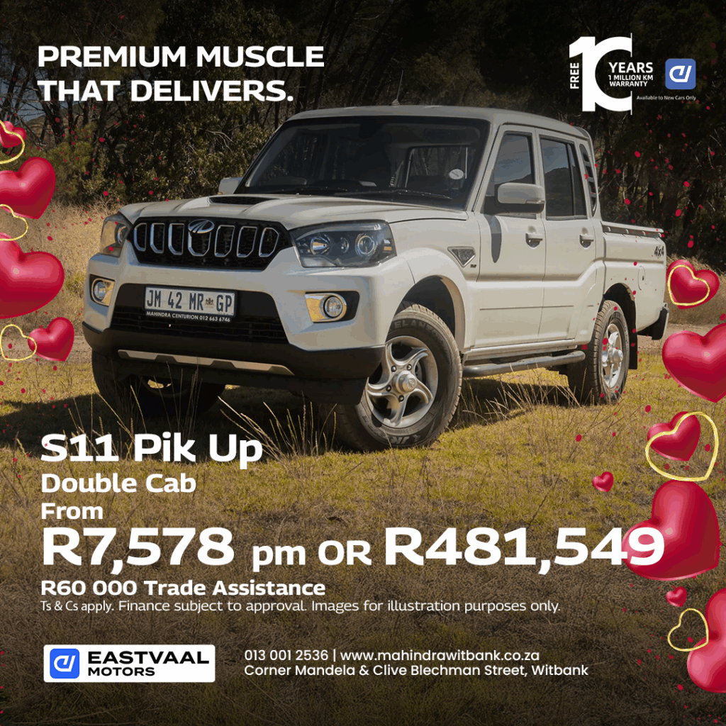 premium muscle that delivers.  Mahindra S11 pik up from Eastvaal Motors