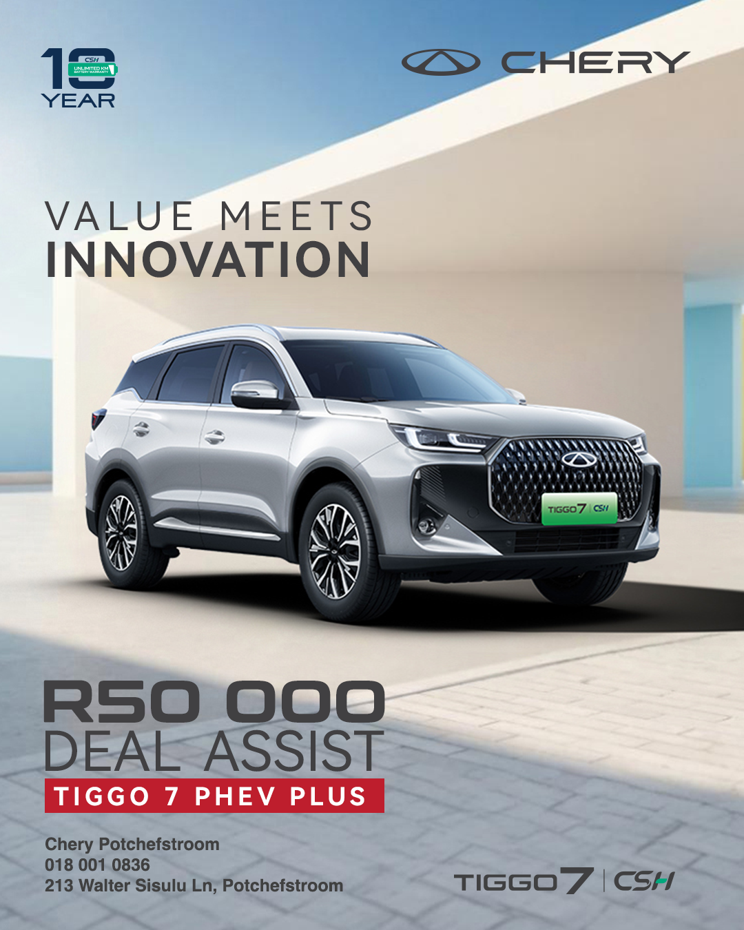 Value meets innovation. Tiggo 7 PHEV Plus from Chery Potchefstroom