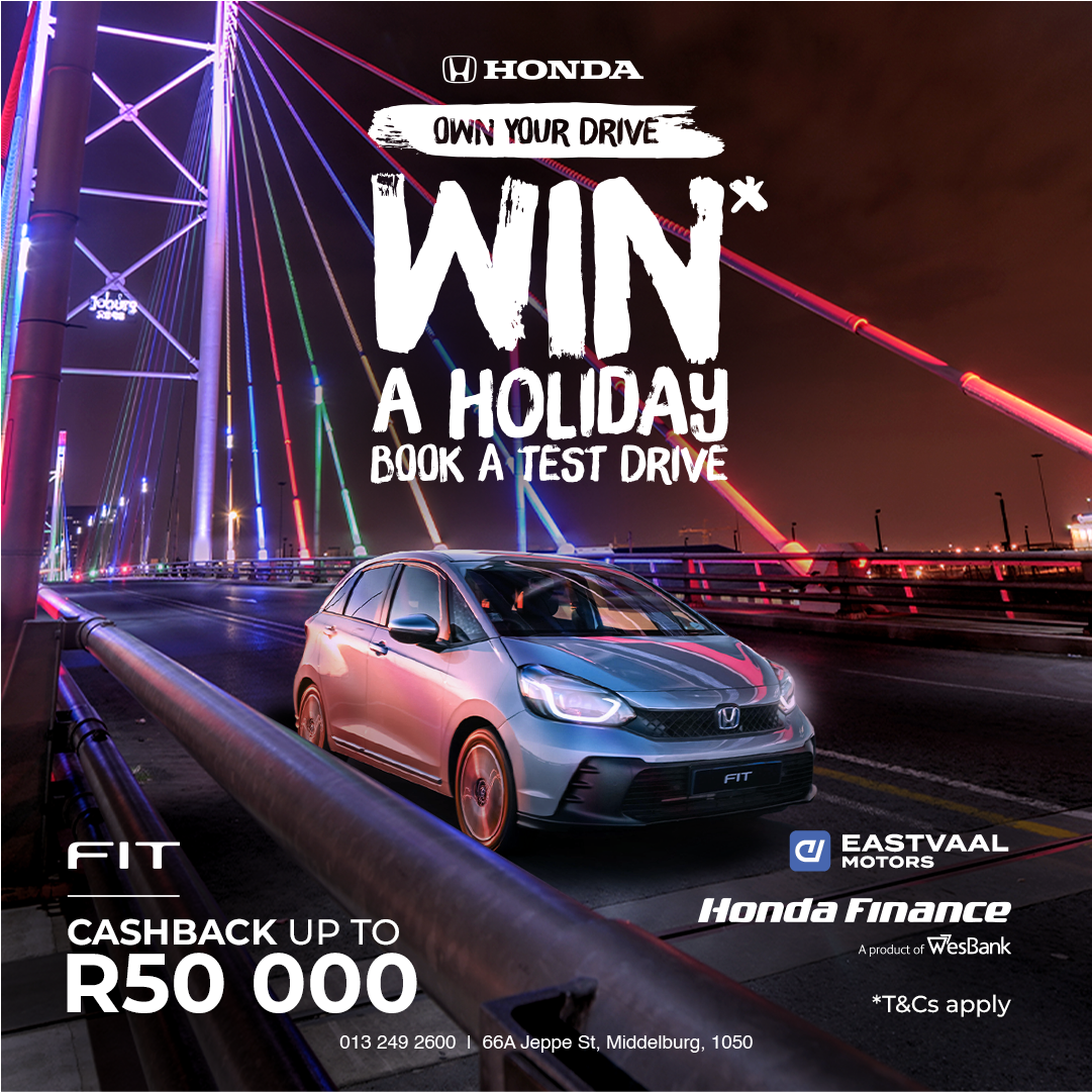 Own your drive. Honda Fit from Eastvaal Middelburg Honda