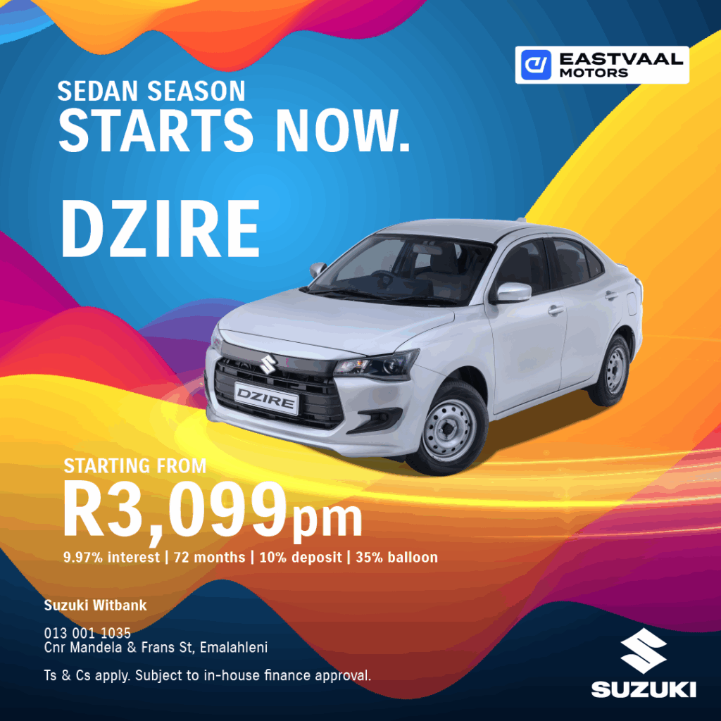 Sedan Season. Starts now. Suzuki Dzire from Eastvaal Motors