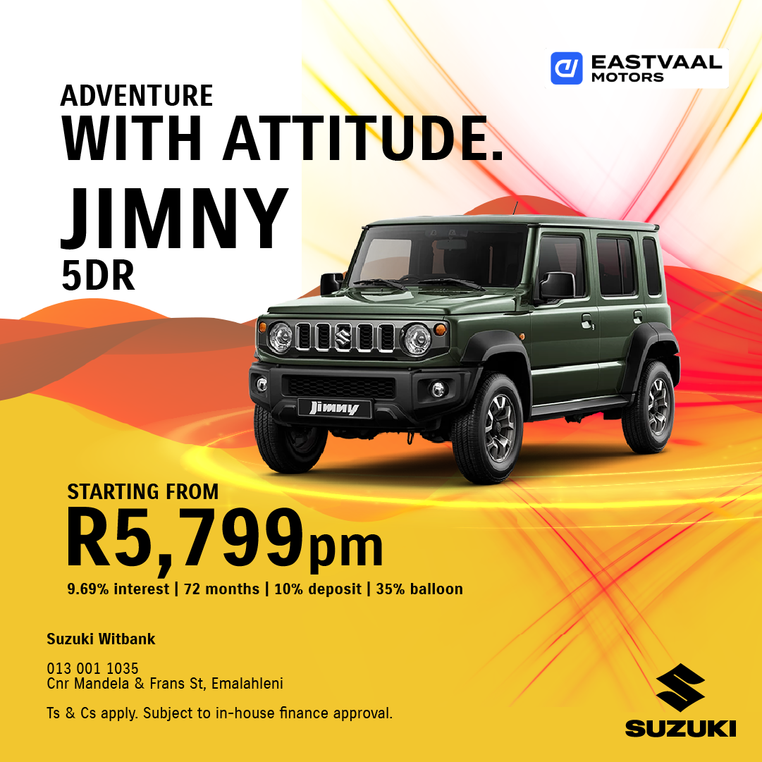 Adventure with attitude. Suzuki Jimny from Eastvaal Suzuki Emalahleni