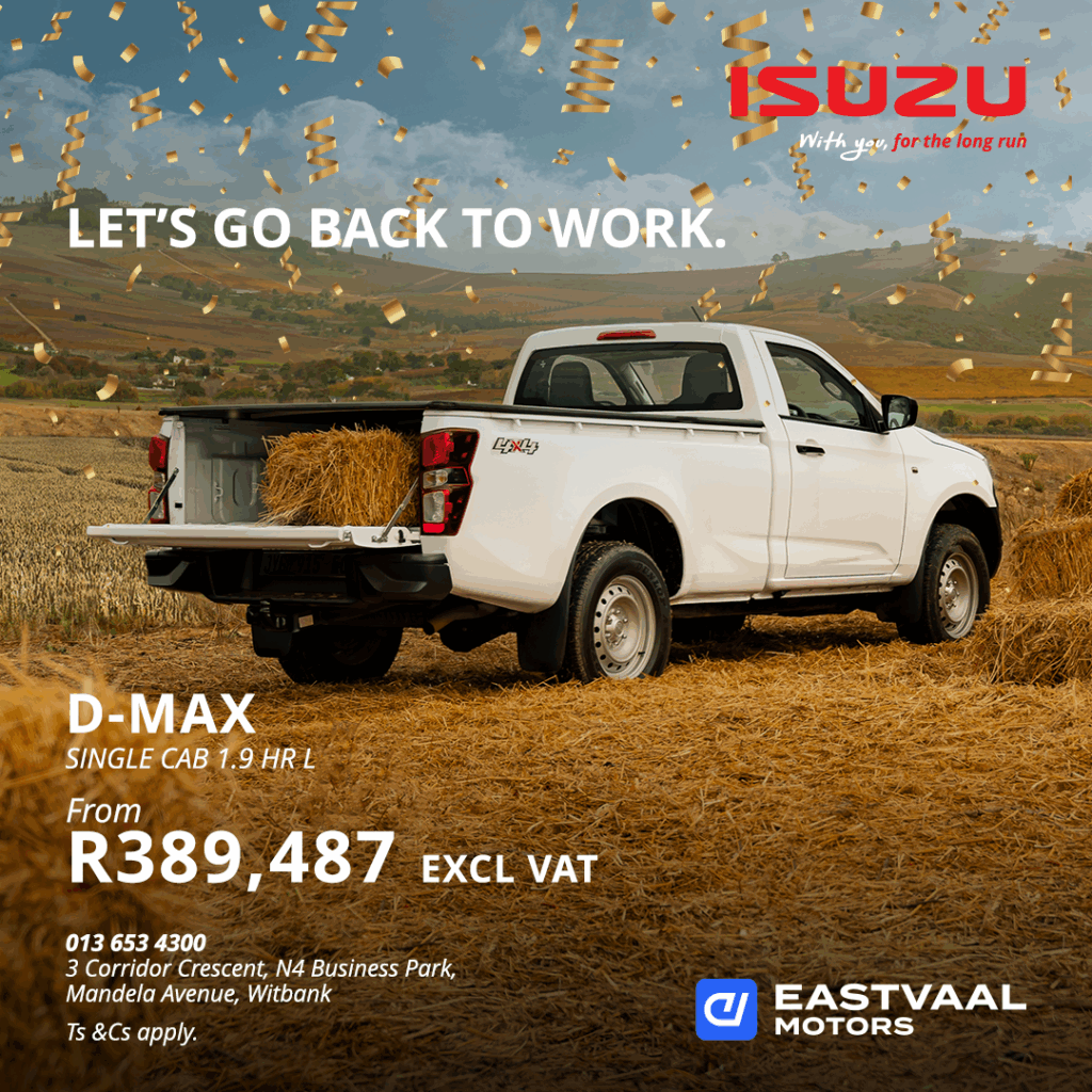 let’s go back to work.  Isuzu D-Max from Eastvaal Motors