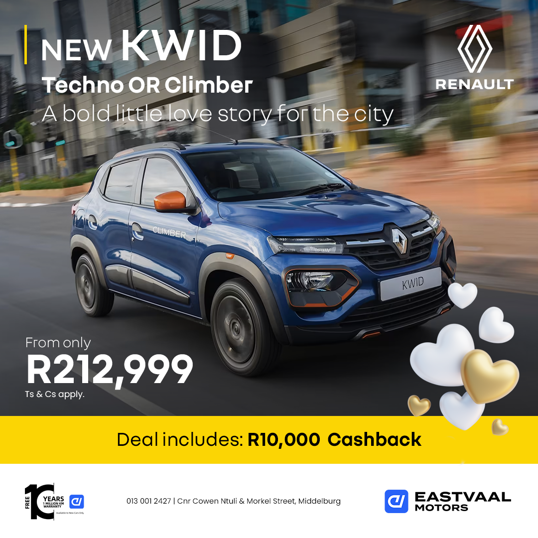 New Renault Kwid Techno or Climber from Eastvaal Middelburg Renault