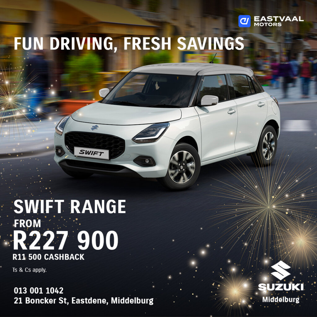 fun driving, fresh savings.  Suzuki Swift from Eastvaal Motors