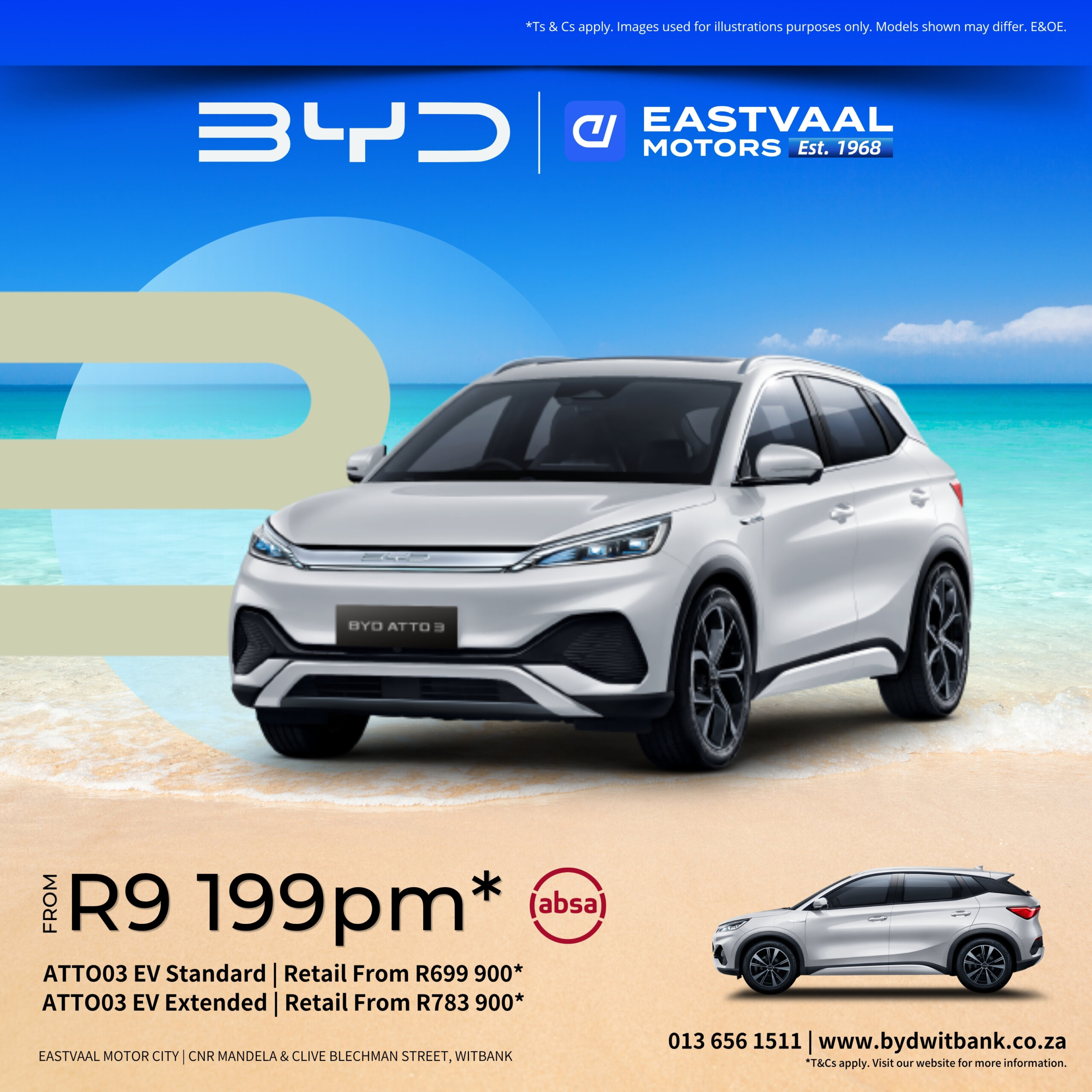 Bold looks. Blade Battery safety. Pure electric freedom. The BYD Atto 3 isn’t just an EV — it’s a statement. Ready to turn heads on every N4 trip? The electric SUV revolution starts at Eastvaal Motor City! ⚡ from Eastvaal Witbank BYD