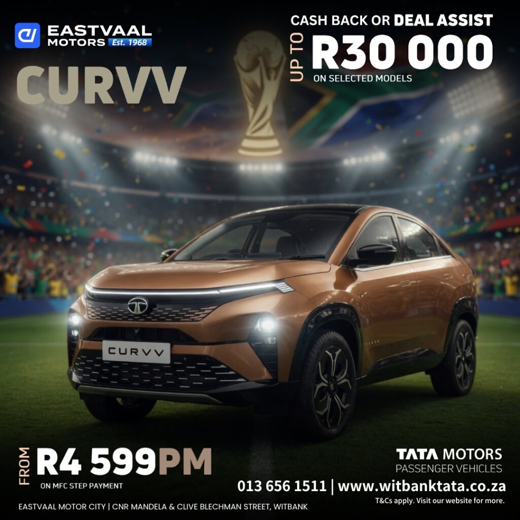 Tata Curvv – Sleek. Bold. Futuristic. The coupe-SUV that turns heads everywhere. Striking design, premium interior, turbo power, and advanced features. from Eastvaal Motors