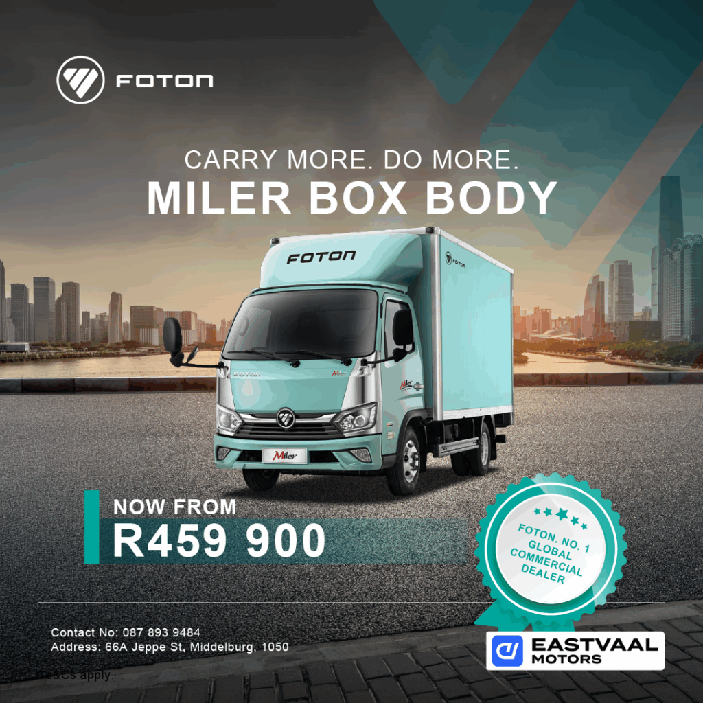 Foton Miler box body from Eastvaal Motors