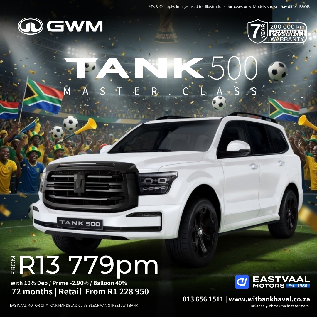 Master Class Luxury. The TANK 500 Ultra Luxury is the flagship that redefines what a luxury SUV can be. from Eastvaal Motor City Witbank GWM
