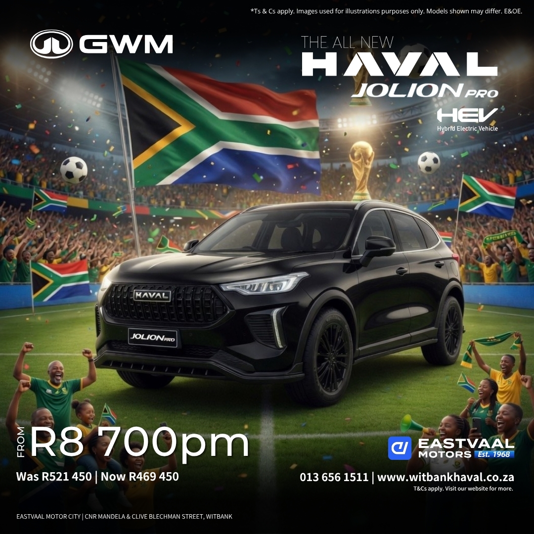Smart Hybrid Power. Premium Style. Efficient, refined, and ready to impress — the Jolion Pro HEV delivers the perfect balance of performance and fuel savings with luxury features throughout. from Eastvaal Motor City Witbank Haval