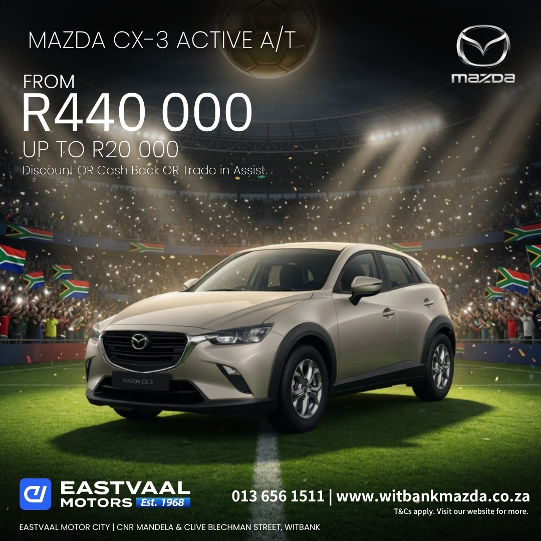 🚙 Compact Crossover, Massive Presence. The Mazda CX-3 delivers SUV attitude in a nimble package. Elevated driving position, striking looks, and pure Mazda fun. from Eastvaal Motor City Witbank Mazda