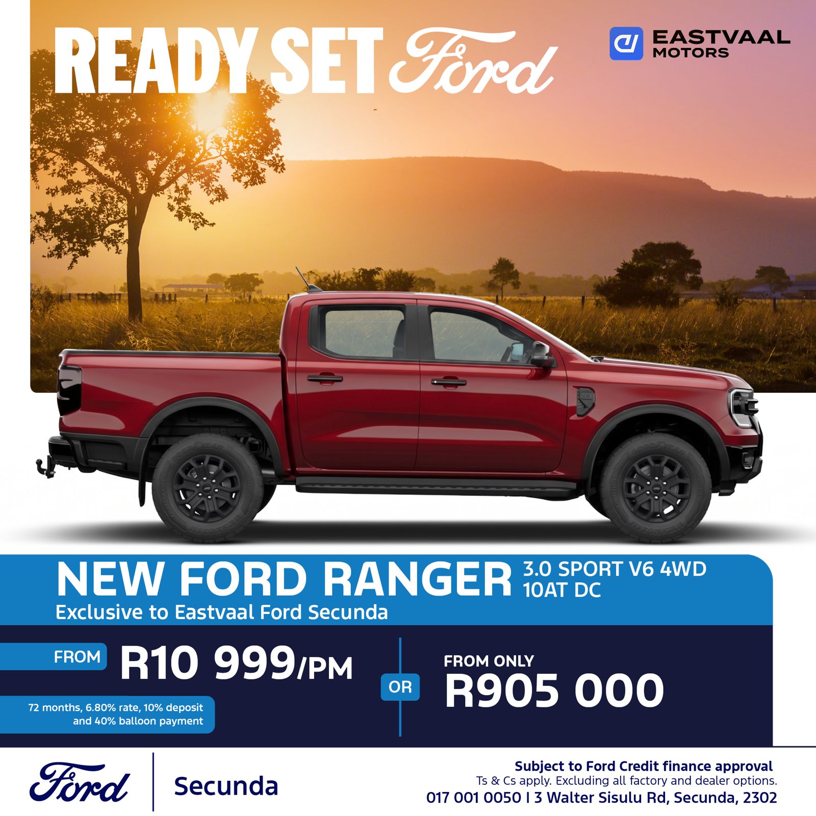 Ford Ranger 3.0 Sport V6 4WD 10AT DC from Eastvaal Secunda Ford