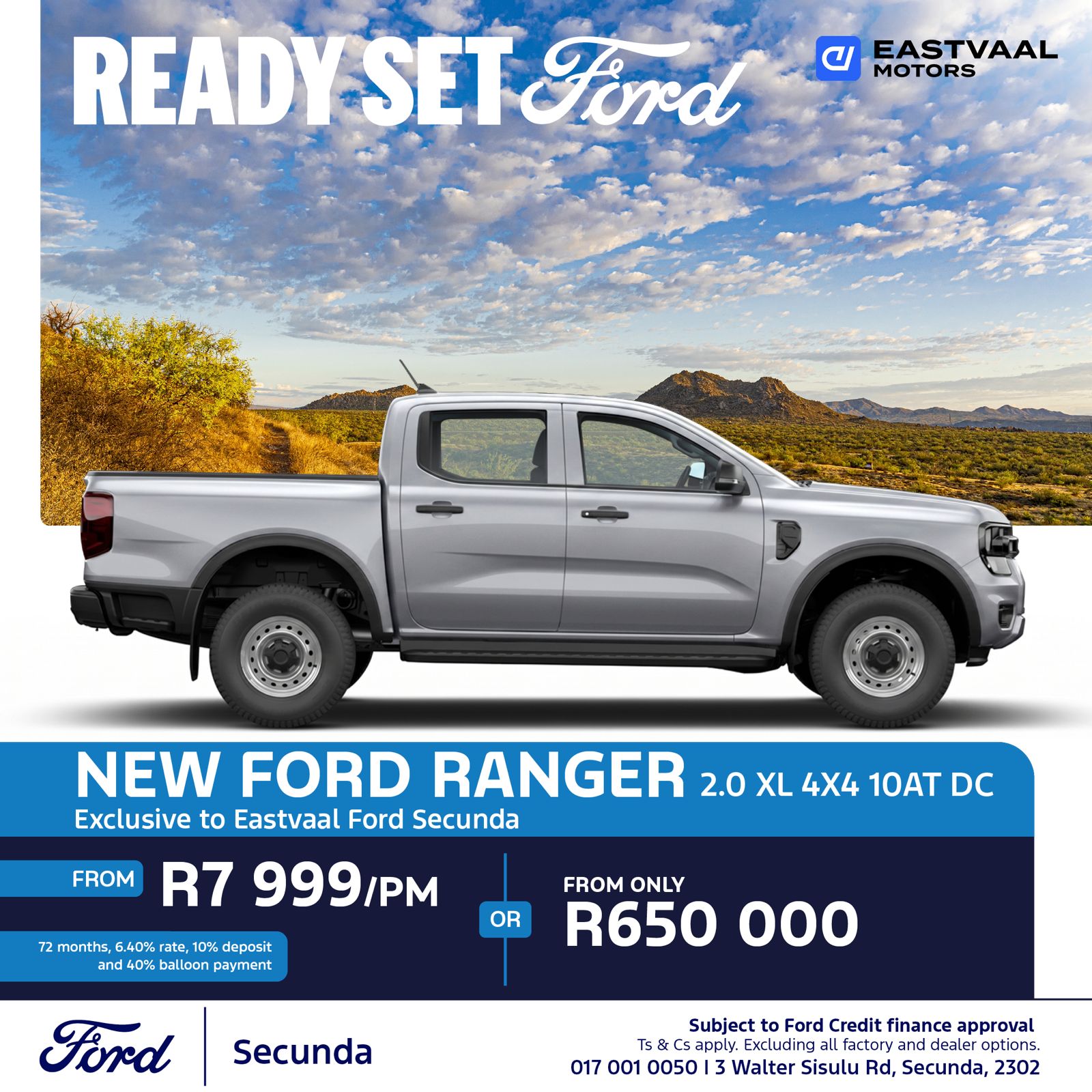 Ford Ranger 2.0 XL 4X4 10AT DC from Eastvaal Secunda Ford