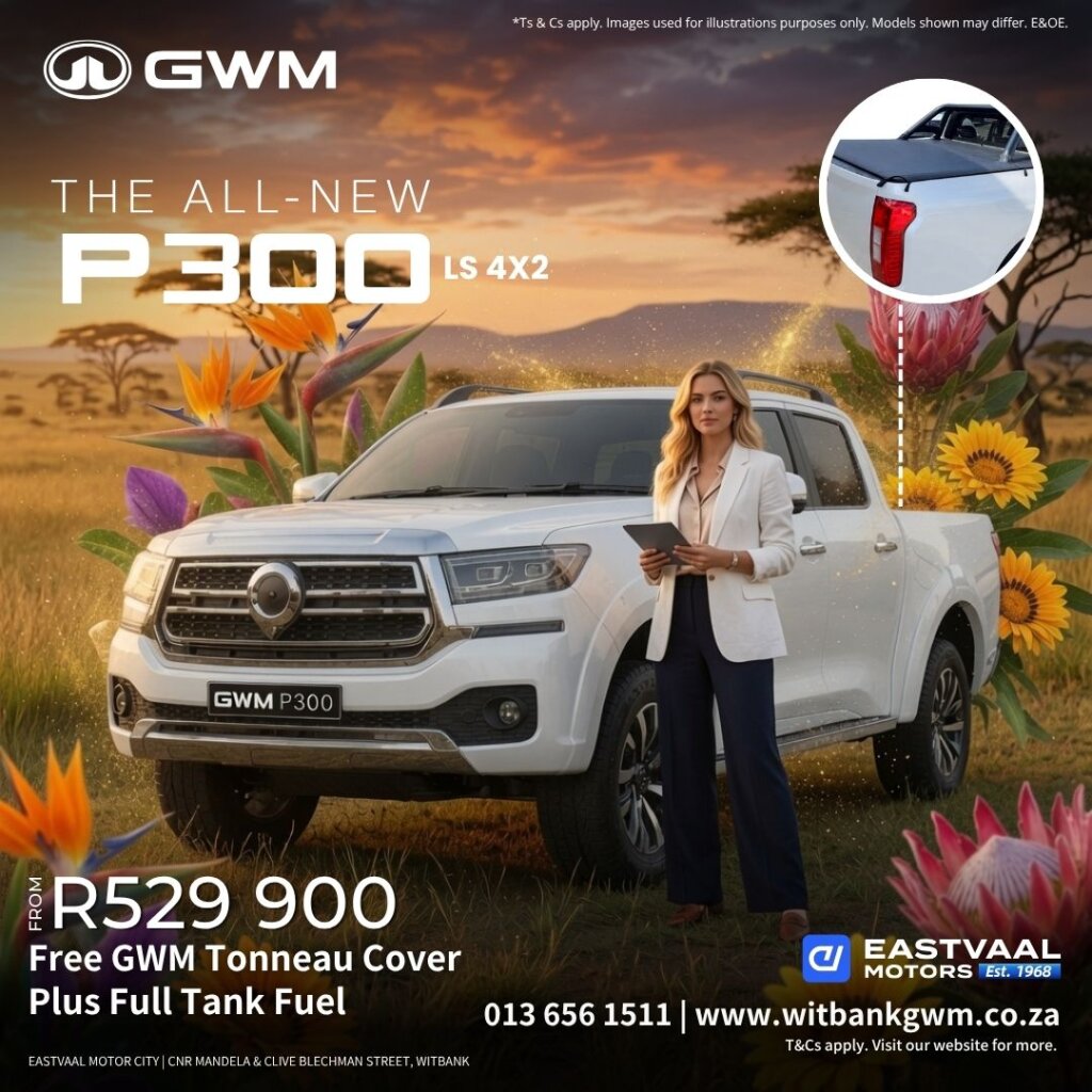🌸 Style meets strength this Women’s Month. The all-new GWM P300 LS 4×2 from R529 900. from Eastvaal Motors