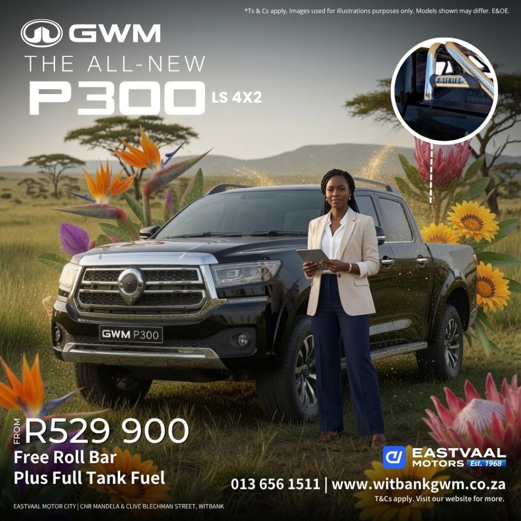 🔥 Bold. Tough. Unstoppable. The all-new GWM P300 LS 4×2 from R529 900. from Eastvaal Motors