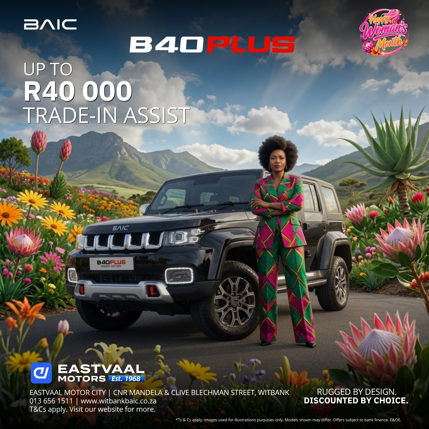 💪 Rugged by Design. Discounted by Choice. BAIC B40 Plus with up to R40,000 Trade-In Assist. from BAIC Witbank