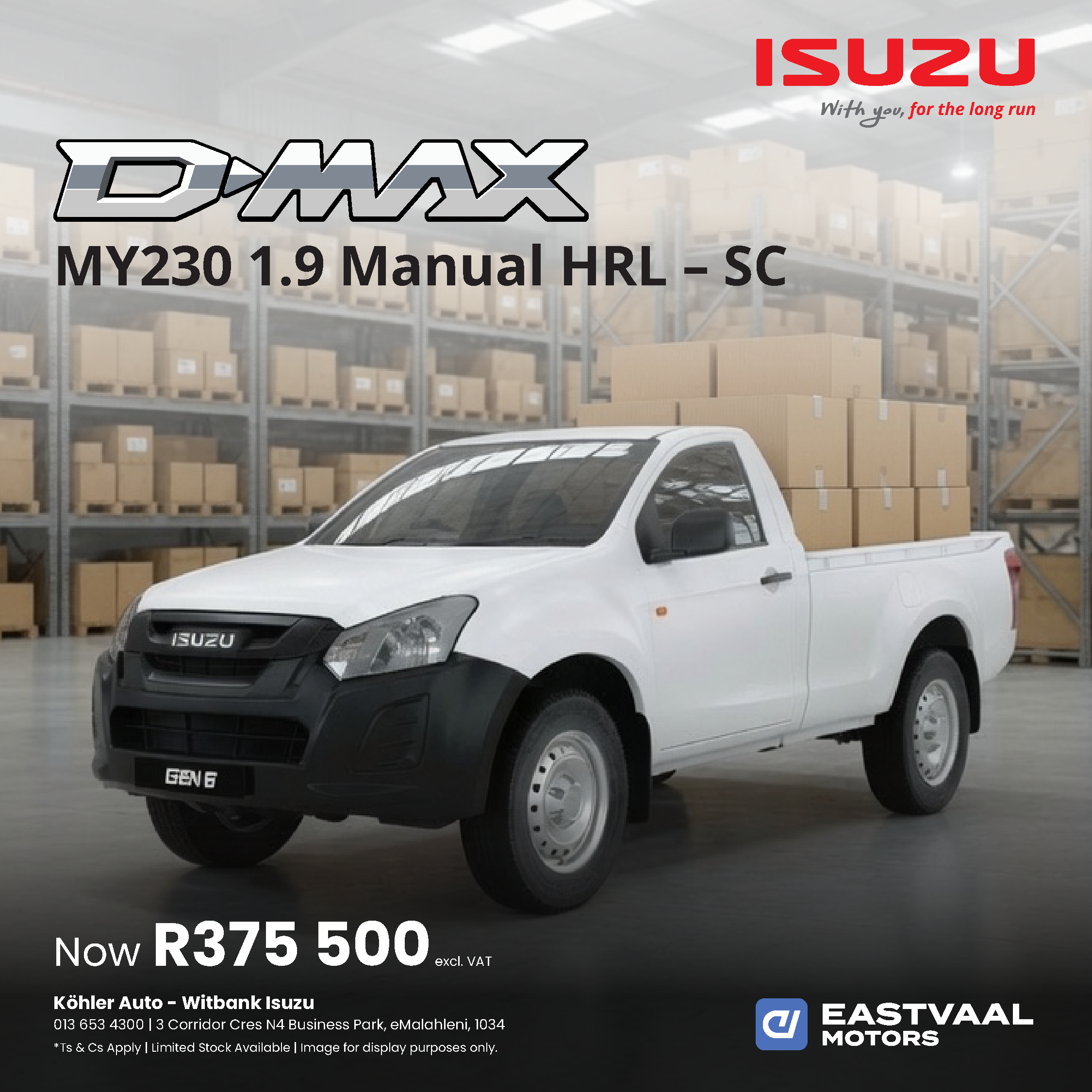 Isuzu D-Max MY230 1.9 Manual HRL – SC from Köhler Auto Isuzu Witbank