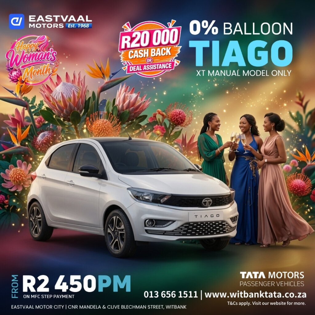 ✨ Smart. Stylish. Yours. Celebrate Women’s Month with the Tata Tiago XT Manual! from Eastvaal Motors