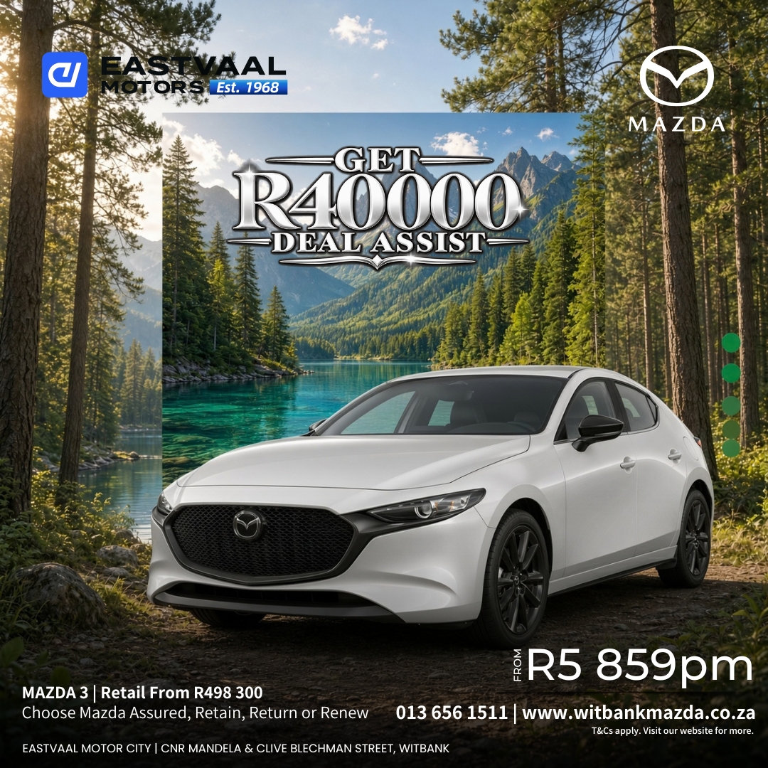 Mazda3.  Sculpted. Sporty. Seriously priced. from Eastvaal Motor City Witbank Mazda