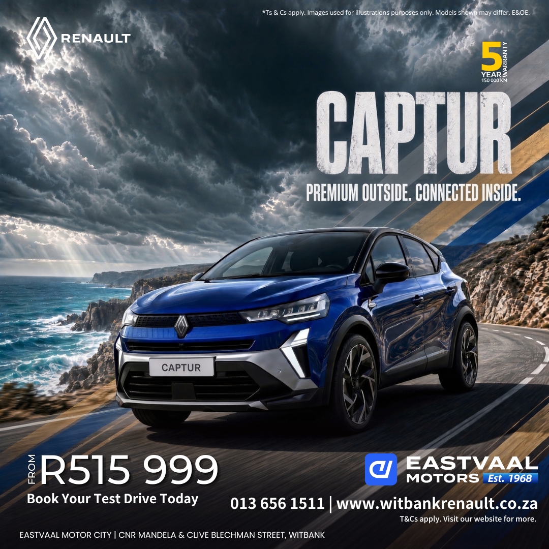 Premium outside. Connected inside. The Renault Captur is ready to turn every drive into a statement. from Eastvaal Motor City Witbank Renault