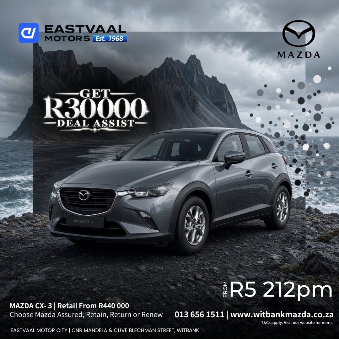 Mazda CX-3. Compact crossover. Confident savings. from Eastvaal Motor City Witbank Mazda