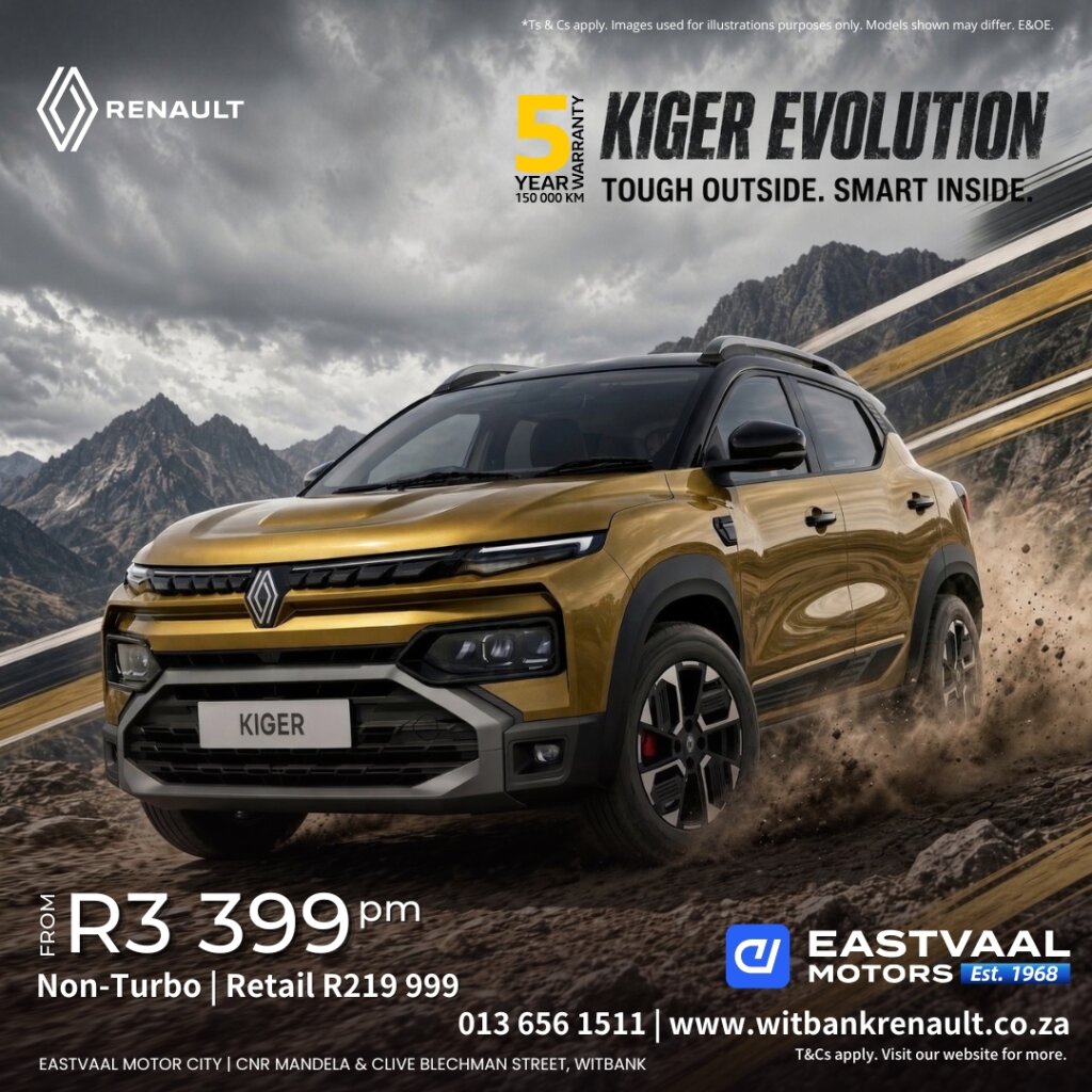 Tough outside. Smart inside. The Kiger Evolution from Eastvaal Motors