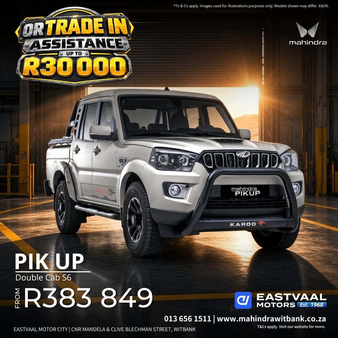 Pik Up Double Cab S6  Workhorse value. from Eastvaal Motor City Mahindra