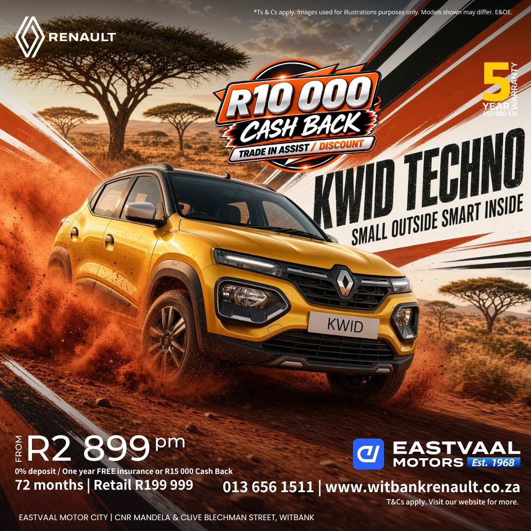 Renault Kwid Techno  Small outside. Smart inside. from Eastvaal Motor City Witbank Renault
